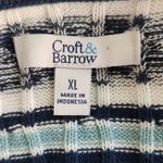 Croft & Barrow  Navy and White Striped V-Neck Sweater Size XL Navy Knit Sweater Photo 5