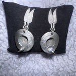 Cowboy Hat and Feather Dangle Earrings Silver Photo 2