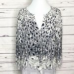 Cyrus  Gray Leopard Print Cardigan Sweater Size Large Photo 0