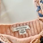 American Eagle  Pink Blue Knit Crochet Sleeveless Crop Tank Top US Small Photo 3