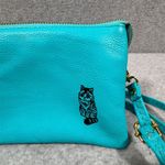 Shara Porter Small Aqua Crossbody Bag with Black Cat Print Adjustable Strap Photo 1