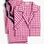 J.Crew  Pink Gingham Pajama Top + Bottom set large Photo 0