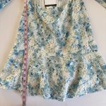 En Saison Claire Floral Blue Eyelet Open Front Long Sleeve Mini Dress Sz Medium Photo 5