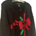 United States Sweaters Sequin Christmas Eyelash Sweater Womens Medium Black NWOT Photo 1