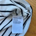 American Eagle  Top Shirt Cold Shoulder Size Large Ribbed Stripes Black White Photo 5