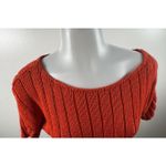 Sweater Project Ribbed Short Sleeve Knit Top Orange Scoop Neck Pulloever Small Photo 6