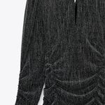 ZARA NWT  Silver Metallic Thread Ruched Dress Photo 3
