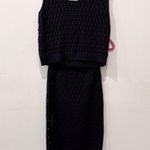 Mango  Crochet Set: Open Knit Sleeveless Top & Midi Skirt Black Women's Size S Photo 2