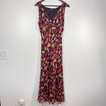 Karen Kane Karen‎ Kane 100% Silk Maxi Dress Sleeveless V Neck Multi Geometric Print Medium Photo 6
