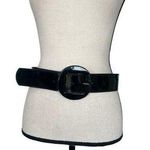 Black Belt with Circular Buckle and Leather Finish Size 10 Photo 0