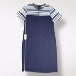 Vilagallo Vediana Blue Striped Jacquard‎ Mini Dress Size 8 Boho Embroidered Photo 2