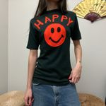 70s vintage faded black happy smiley face patchwork tee shirt by hidaco Photo 3