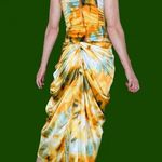 Pretty Little Thing Orange Yellow Abstract Tie Dye Tank Top Skirt Set Photo 6