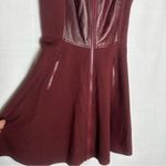 Tibi Maroon Lamb Leather Combo Sleeveless Skater Mini Dress Size 4 Photo 4