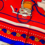 Vintage Equestrian HORSE&CARRIAGE print RED oversized silky Scarf 35/35 Photo 9