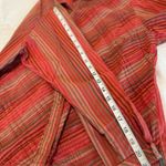 Woolrich  Women’s Petite XL Pink Red Striped Pleated Button Down Shirt. Photo 4
