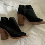 Vince Camuto  Katleen Black Suede Open Toe Ankle Bootie Sz 7.5M/EU 37.5 Peep Toe Photo 0
