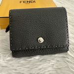 Fendi New Selleria Grey Leather Compact Wallet Photo 1