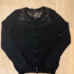 Black women’s lace cropped crewneck cardigan size small Photo 7