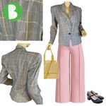 VINTAGE 1980'S KASPER ASL BLUE, PINK, YELLOW AND WHITE STRIPE BLAZER (4) Blue Photo 1