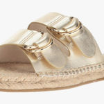 Joie  Cagney Leather Espadrille Gold Slide Sandals New! Photo 0