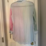 Victoria's Secret Victoria’s Secret Striped Green and Pink Button-Up Shirt size small beach cover Photo 2