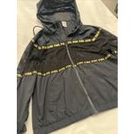 Victoria's Secret PINK  Black Gold Logo Zip Mesh Hooded Windbreaker Jacket Sz M/L Photo 2