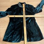 Soft Surroundings  Teal Green Velvet One Button Embellished Blazer Size M Photo 3