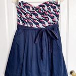 Anthropologie Maeve • Signal Flag Dress strapless mini sundress red white blue Photo 0