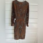 Mac Duggal  Style 5295 Beaded‎ Long Sleeve Wrap Mini Dress in Mocha- NWT Photo 9