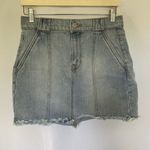 EXPRESS original cotton vintage high rise jean skirt frayed edges pockets casual Photo 0