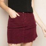 Brandy Melville Corduroy Mini Skirt High Waist Raw Hem A-line Burgundy One Size Photo 1