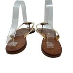 Tory Burch Thora Thong Sandals Flip Flops Patent Leather Ivory Gold Size US 8 Photo 9