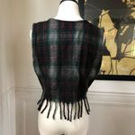 Vintage No Barriers Plaid Wool Fringe Crop Vest L Gray Size L Photo 3
