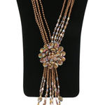 Joan Rivers New Starlet Style Beaded Flower Cluster Fringe Neutral Necklace Photo 0