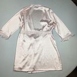 Apt. 9  Elegant Pink Satin Kimono Robe with chiffon ruffle on sleeves Photo 1