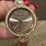 Geoffrey Beene  Crystal Rose Gold Silver Tone Women's Watch Working Photo 0