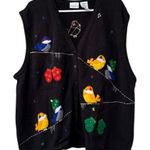 Bobbie Brooks Christmas Sweater Vest Women Size 26W/28W Embroidered Birds VTG Photo 0