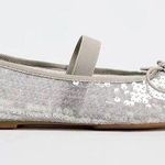 ZARA Gray Silver Clear Sequin Bow Ballet Flats Sandals Shoes Photo 9