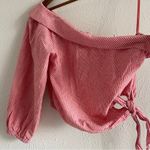 Free People  Get Down Top Red Striped Linen Blend One
Shoulder Blouse Siz… Photo 5