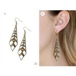 Paparazzi Flared Flair - Brass Earrings Photo 1