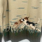 Ralph Lauren Vintage Lauren  Hand Knit Landscape Wool Cardigan sz M Fisherman Dog Photo 7