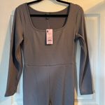 Universal Threads NWT Universal Thread Women’s Ribbed Long Sleeve Jumpsuit Slate Gray Size Large Photo 3