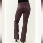 KanCan Yoko Faux Leather Mid Rise Bootcut Pants Burgundy Wine size 27 NWT‎ Purple Photo 1