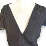 Michael Kors  Dress Faux Wrap Black Metallic Shimmer Asymmetrical Ruffle Sheer Photo 3