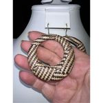 MCM Vintage  Raffia Weaved Hoop Dangle Earrings Photo 2