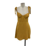 Aritzia  Wilfred Cammy Mini Dress Cairo Gold Yellow‎ Tie Sleeve Size Medium Photo 1