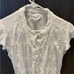 Dear John  White Embroidered Floral Ruffle Button Front Blouse Top size Small Photo 2