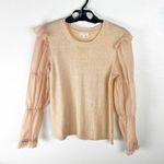 BY THE RIVER Tiered Sheer Long Sleeves Sweater, Size Large Photo 0