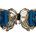Vtg Blue Womenโs Stretch Belt Butterfly Front Buckle 1980s Retro Photo 5